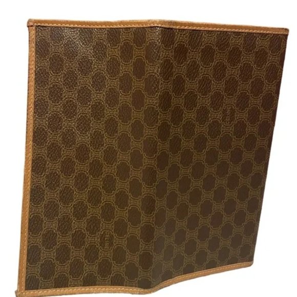 Celine Macadam Long Canvas Vintage Brown & Tan Continental Bifold Wallet Unisex - Picture 8 of 12